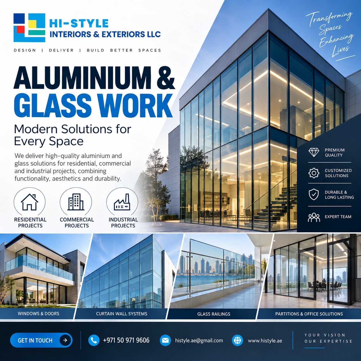 Aluminium & Glass Work in UAE by Hi Style